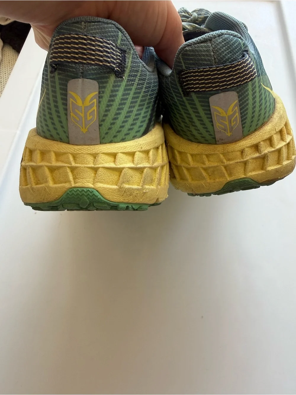 Hoka Women's Blue & Yellow Trail Runners Shoe Sneakers 8.5
